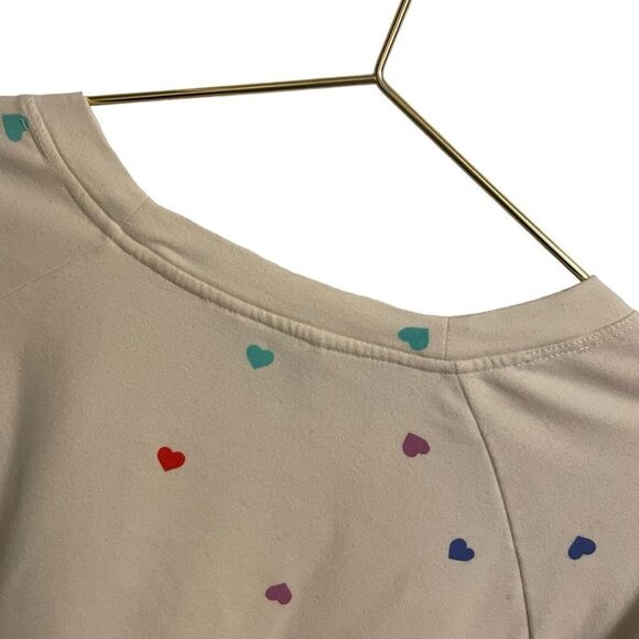 Wildfox Cream Heart Long Sleeve Cropped Sweatshirt Size XL - Picture 7 of 8